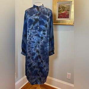 Raquel Allegra Tie-Dye Print Long Shirtdress